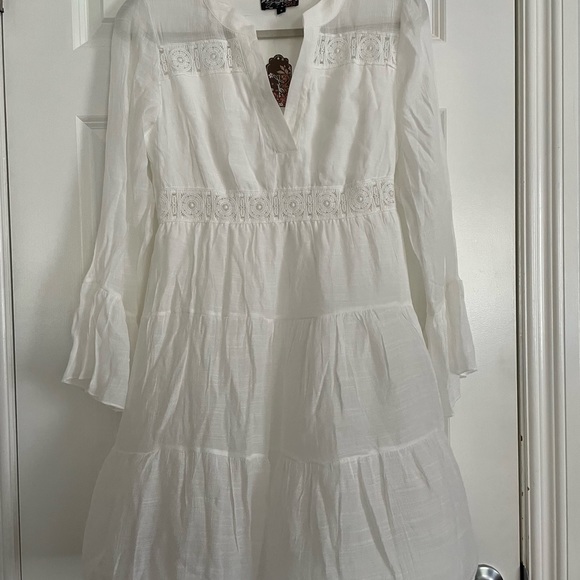 J Gee Dresses & Skirts - New White Embroidered Peasant Beach Summer Dress Size Small